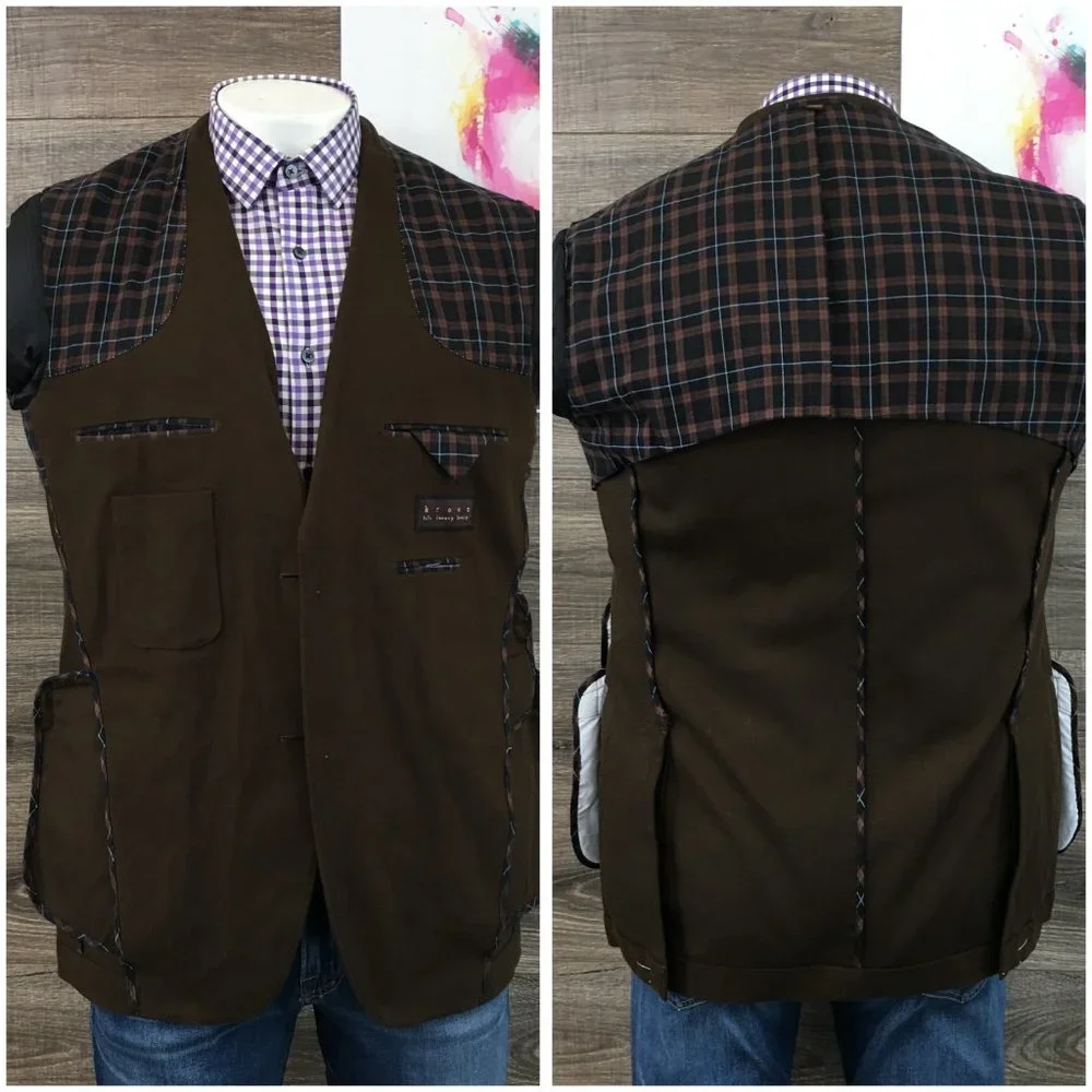 New Kroon Mens Blazer Sport Coat Two Button Jacket Canvas Cotton Size 42L Casual
